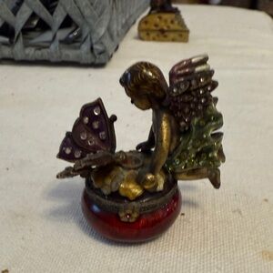 Jay Strongwater Fairy Figurine with Butterfly on Red Base